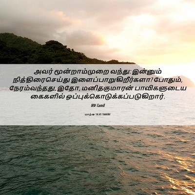 Picture 06 - மாற்கு 14:41 TAMIRV - அவர் மூன்றாம்முறை - Bible Verse Picture