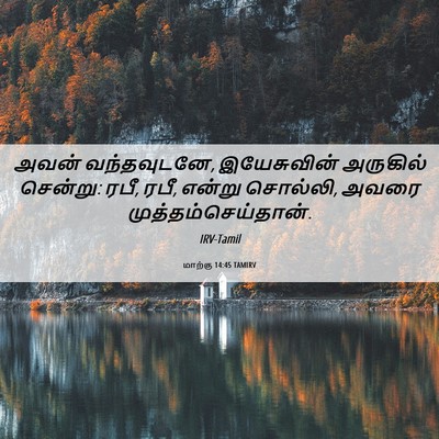 Picture 06 - மாற்கு 14:45 TAMIRV - அவன் வந்தவுடனே, - Bible Verse Picture