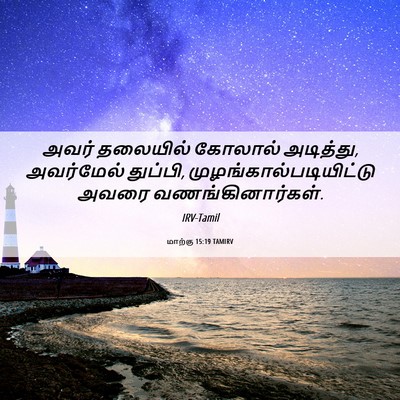 Picture 06 - மாற்கு 15:19 TAMIRV - அவர் தலையில் - Bible Verse Picture
