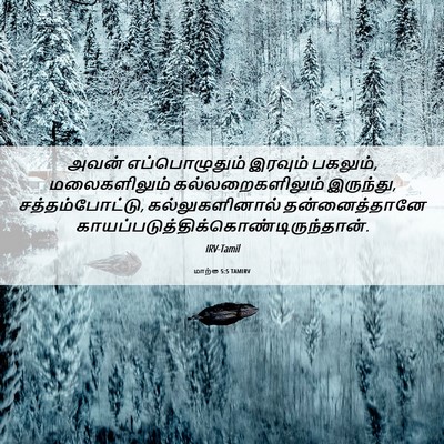Picture 06 - மாற்கு 5:5 TAMIRV - அவன் எப்பொழுதும் - Bible Verse Picture