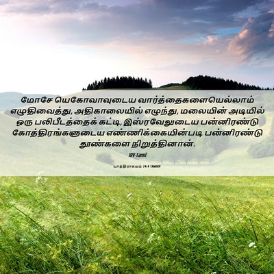 Picture 06 - யாத்திராகமம் 24:4 TAMIRV - மோசே யெகோவாவுடைய - Bible Verse Picture
