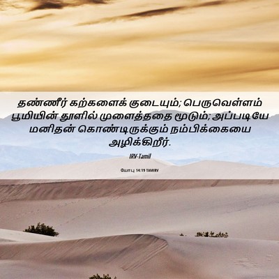 Picture 06 - யோபு 14:19 TAMIRV - தண்ணீர் கற்களைக் - Bible Verse Picture