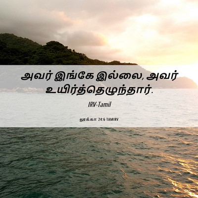 Picture 06 - லூக்கா 24:6 TAMIRV - அவர் இங்கே இல்லை, - Bible Verse Picture