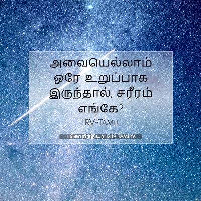 Picture 07 - 1 கொரிந்தியர் 12:19 TAMIRV - அவையெல்லாம் ஒரே - Bible Verse Picture