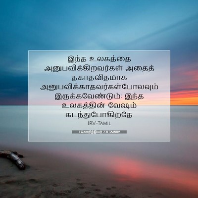 Picture 07 - 1 கொரிந்தியர் 7:31 TAMIRV - இந்த உலகத்தை - Bible Verse Picture