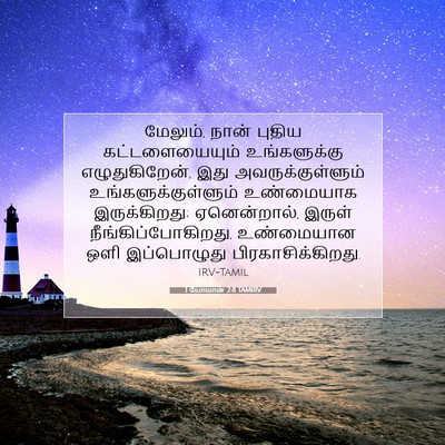 Picture 07 - 1 யோவான் 2:8 TAMIRV - மேலும், நான் புதிய - Bible Verse Picture