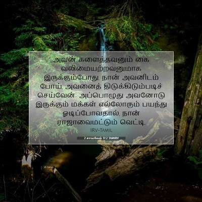 Picture 07 - 2 சாமுவேல் 17:2 TAMIRV - அவன் களைத்தவனும் - Bible Verse Picture