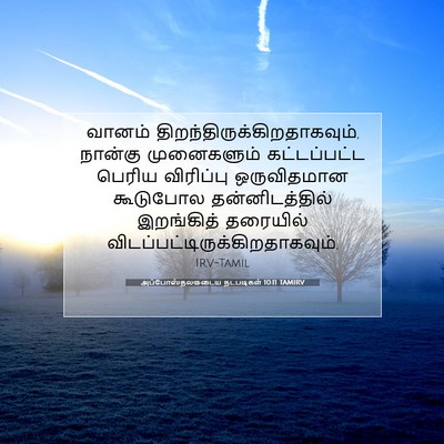 Picture 07 - அப்போஸ்தலருடைய நடபடிகள் 10:11 TAMIRV - வானம் - Bible Verse Picture