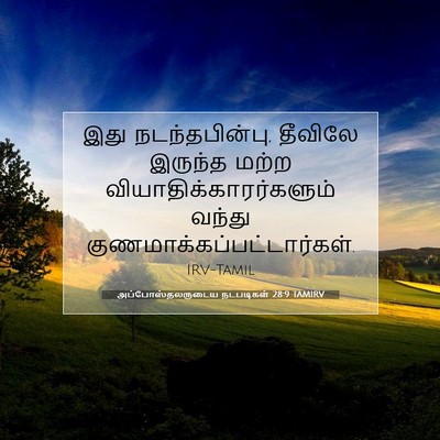 Picture 07 - அப்போஸ்தலருடைய நடபடிகள் 28:9 TAMIRV - இது நடந்தபின்பு, - Bible Verse Picture