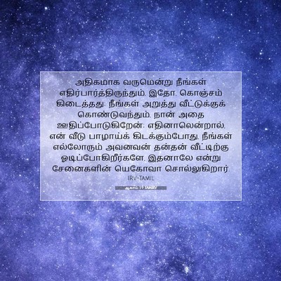 Picture 07 - ஆகாய் 1:9 TAMIRV - அதிகமாக வருமென்று - Bible Verse Picture