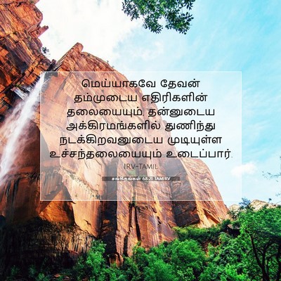 Picture 07 - சங்கீதங்கள் 68:21 TAMIRV - மெய்யாகவே தேவன் - Bible Verse Picture