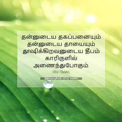 Picture 07 - நீதிமொழிகள் 20:20 TAMIRV - தன்னுடைய - Bible Verse Picture