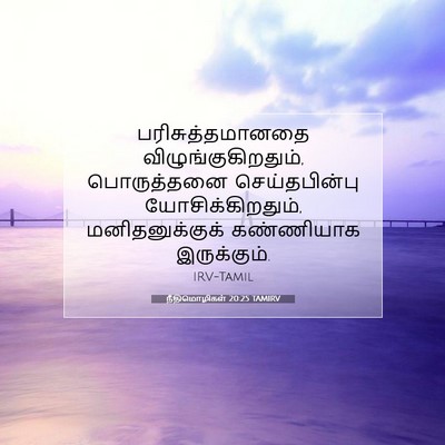 Picture 07 - நீதிமொழிகள் 20:25 TAMIRV - பரிசுத்தமானதை - Bible Verse Picture