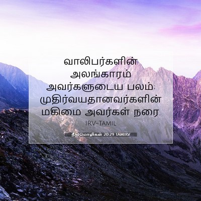 Picture 07 - நீதிமொழிகள் 20:29 TAMIRV - வாலிபர்களின் - Bible Verse Picture