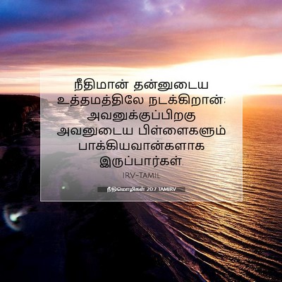 Picture 07 - நீதிமொழிகள் 20:7 TAMIRV - நீதிமான் தன்னுடைய - Bible Verse Picture