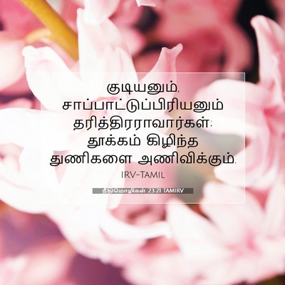 Picture 07 - நீதிமொழிகள் 23:21 TAMIRV - குடியனும், - Bible Verse Picture