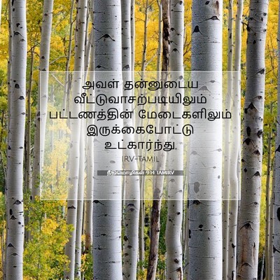 Picture 07 - நீதிமொழிகள் 9:14 TAMIRV - அவள் தன்னுடைய - Bible Verse Picture