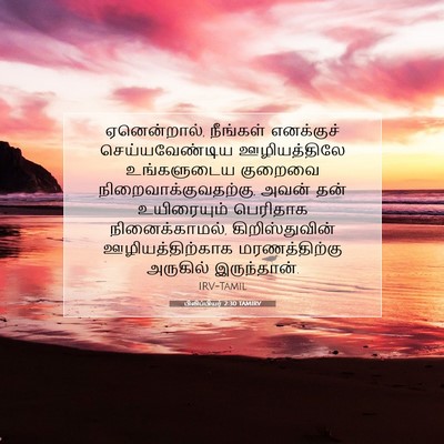 Picture 07 - பிலிப்பியர் 2:30 TAMIRV - ஏனென்றால், - Bible Verse Picture