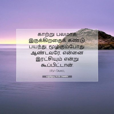 Picture 07 - மத்தேயு 14:30 TAMIRV - காற்று பலமாக - Bible Verse Picture