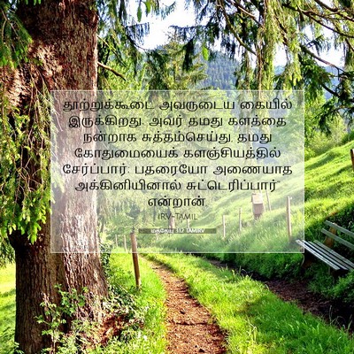 Picture 07 - மத்தேயு 3:12 TAMIRV - தூற்றுக்கூடை - Bible Verse Picture