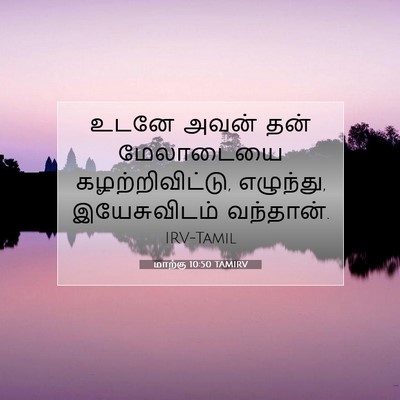 Picture 07 - மாற்கு 10:50 TAMIRV - உடனே அவன் தன் - Bible Verse Picture