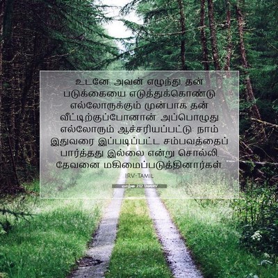 Picture 07 - மாற்கு 2:12 TAMIRV - உடனே, அவன் எழுந்து, - Bible Verse Picture