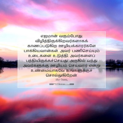 Picture 07 - லூக்கா 12:37 TAMIRV - எஜமான் வரும்போது, - Bible Verse Picture