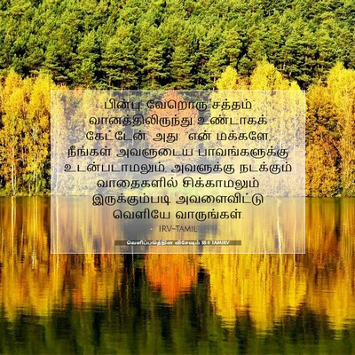 Picture 07 - வெளிப்படுத்தின விசேஷம் 18:4 TAMIRV - பின்பு, வேறொரு - Bible Verse Picture