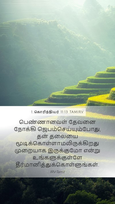 1 கொரிந்தியர் 11:13 TAMIRV Mobile Phone Wallpaper - பெண்ணானவள் தேவனை - Mobile Bible Verse Wallpaper