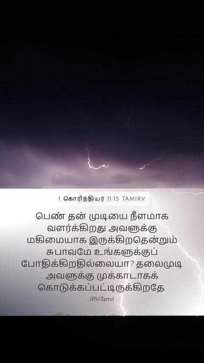 1 கொரிந்தியர் 11:15 TAMIRV Mobile Phone Wallpaper - பெண் தன் முடியை - Mobile Bible Verse Wallpaper