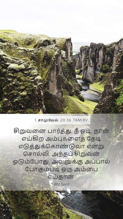 1 சாமுவேல் 20:36 TAMIRV Mobile Phone Wallpaper - சிறுவனை பார்த்து: - Mobile Bible Verse Wallpaper