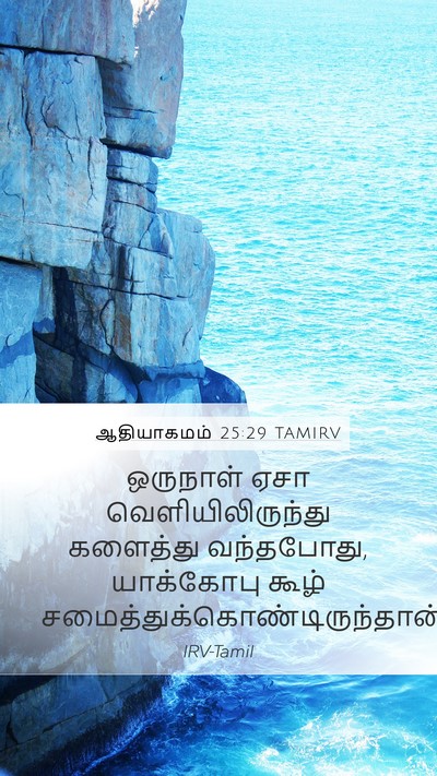 ஆதியாகமம் 25:29 TAMIRV Mobile Phone Wallpaper - ஒருநாள் ஏசா - Mobile Bible Verse Wallpaper