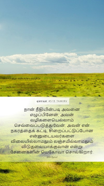 ஏசாயா 45:13 TAMIRV Mobile Phone Wallpaper - நான் நீதியின்படி - Mobile Bible Verse Wallpaper