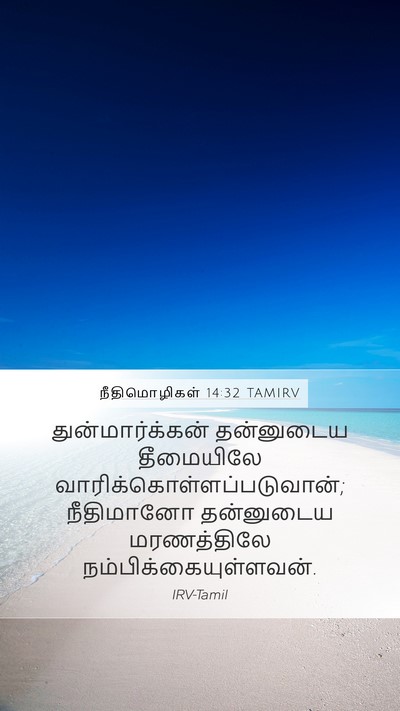நீதிமொழிகள் 14:32 TAMIRV Mobile Phone Wallpaper - துன்மார்க்கன் - Mobile Bible Verse Wallpaper