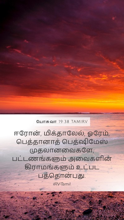 யோசுவா 19:38 TAMIRV Mobile Phone Wallpaper - ஈரோன், மிக்தாலேல், - Mobile Bible Verse Wallpaper
