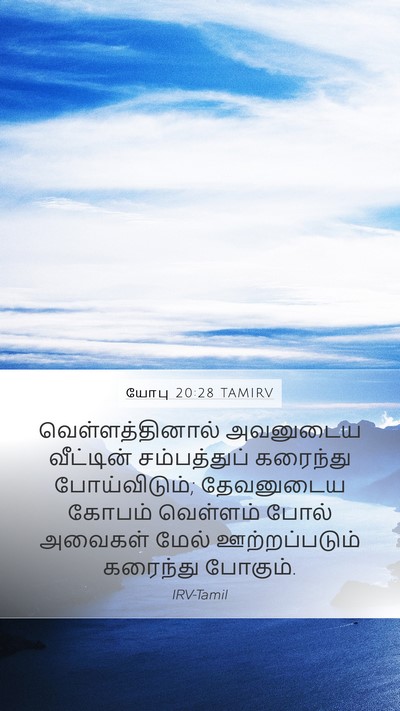 யோபு 20:28 TAMIRV Mobile Phone Wallpaper - வெள்ளத்தினால் - Mobile Bible Verse Wallpaper