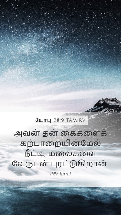 யோபு 28:9 TAMIRV Mobile Phone Wallpaper - அவன் தன் கைகளைக் - Mobile Bible Verse Wallpaper