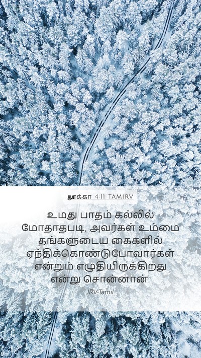 லூக்கா 4:11 TAMIRV Mobile Phone Wallpaper - உமது பாதம் - Mobile Bible Verse Wallpaper
