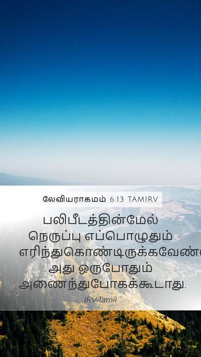 லேவியராகமம் 6:13 TAMIRV Mobile Phone Wallpaper - பலிபீடத்தின்மேல் - Mobile Bible Verse Wallpaper